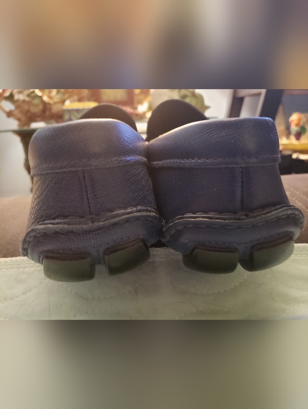 PRADA MENS BLUE ITALIAN LEATHER LOAFERS GOOD CONDITION SZ-10,5 SAFFIANO BLUE - Picture 8 of 12
